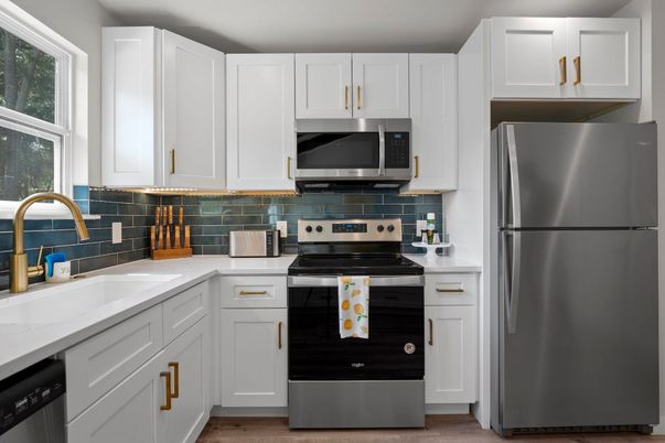 Interior, Kitchen, Stainless Steel Appliances, Wood Texture Flooring