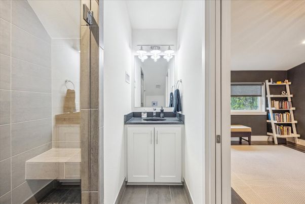 Bathroom, Interior, Recessed Lighting, Wood Texture Flooring