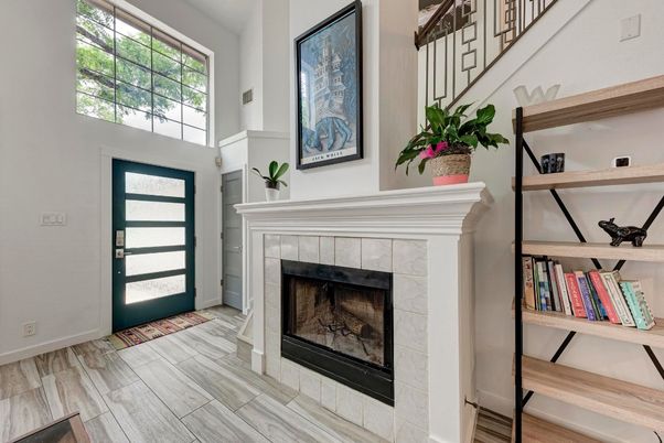 Fireplace, Interior, Wood Texture Flooring