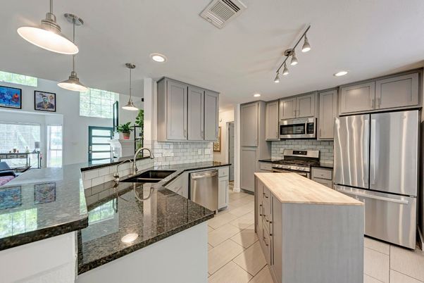 Interior, Kitchen, Pendant Lights, Recessed Lighting, Stainless Steel Appliances