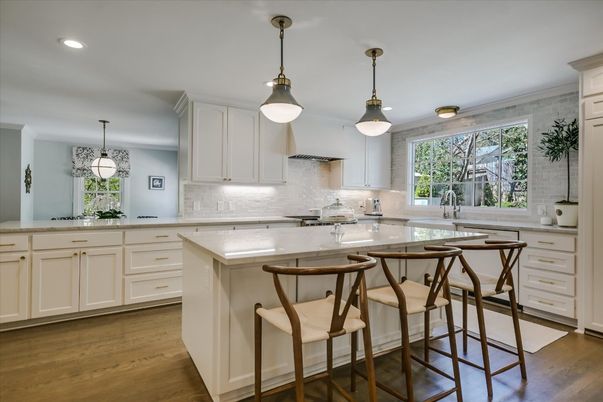 Interior, Kitchen, Pendant Lights, Recessed Lighting, Wood Texture Flooring
