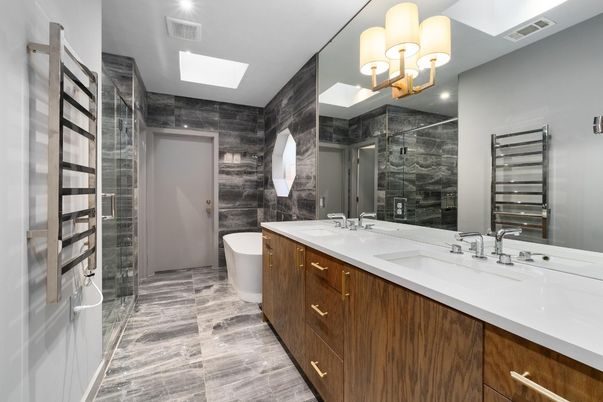 Bathroom, Dual Sink Vanities, Free Standing Baths, Glass Shower, Interior, Recessed Lighting