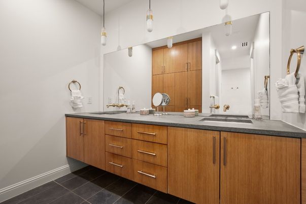 Bathroom, Dual Sink Vanities, Interior, Pendant Lights