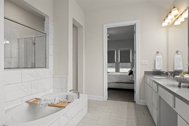Bathroom, Bedroom, Dual Sink Vanities, Interior, Wood Texture Flooring