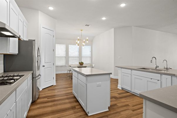 Chandelier, Dining room, Interior, Kitchen, Pendant Lights, Recessed Lighting, Wood Texture Flooring
