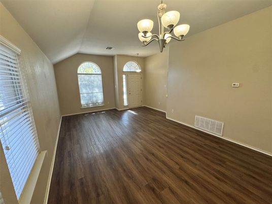 Chandelier, Empty room, Interior, Wood Texture Flooring