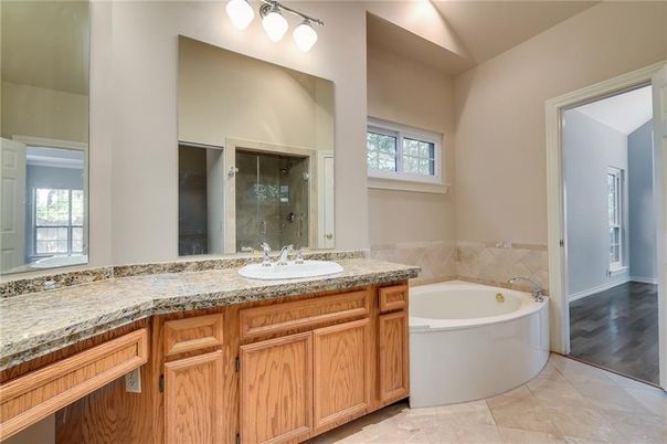 Bathroom, Dual Sink Vanities, Interior, Wood Texture Flooring