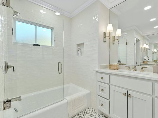 Bathroom, Glass Shower, Interior, Recessed Lighting