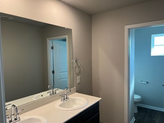 Bathroom, Dual Sink Vanities, Interior, Wood Texture Flooring