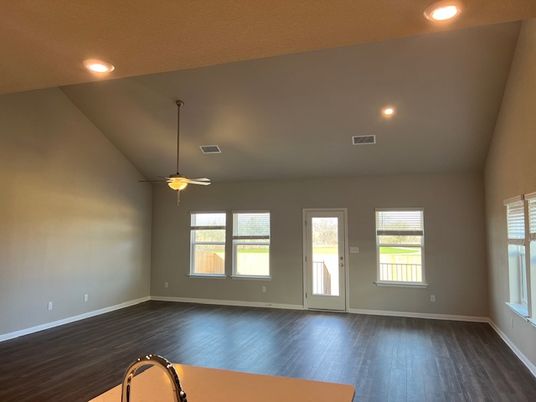 Empty room, Interior, Recessed Lighting, Wood Texture Flooring