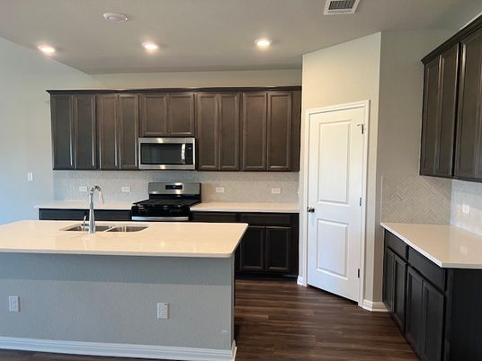 Interior, Kitchen, Recessed Lighting, Wood Texture Flooring