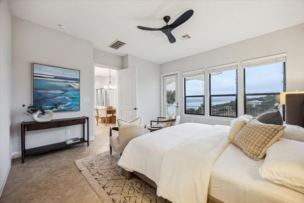 Bedroom, Interior, Pendant Lights, Water