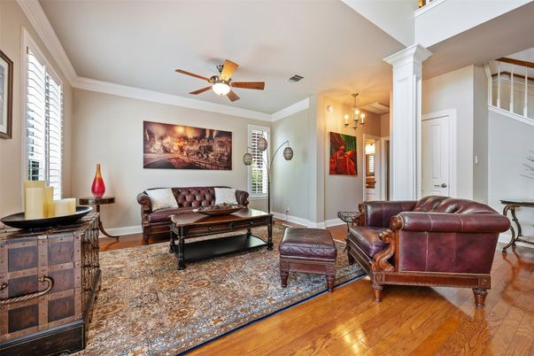 Chandelier, Interior, Living room, Pendant Lights, Wood Texture Flooring