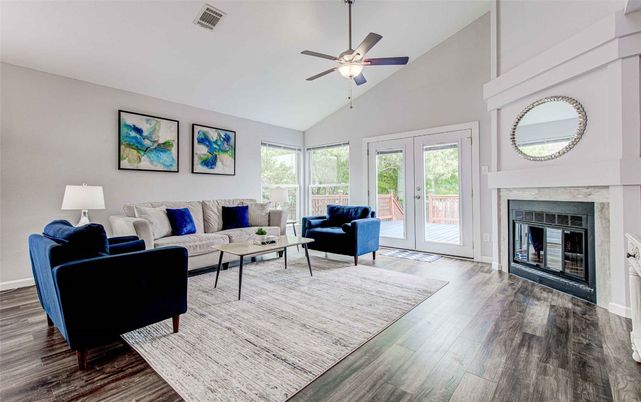 Fireplace, Interior, Living room, Wood Texture Flooring