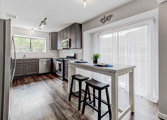 Interior, Kitchen, Stainless Steel Appliances, Wood Texture Flooring