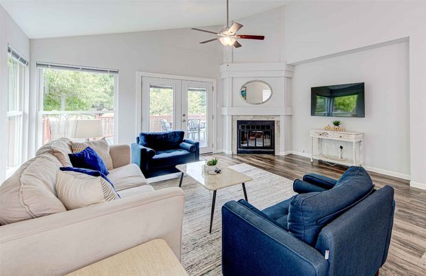 Fireplace, Interior, Living room, Wood Texture Flooring