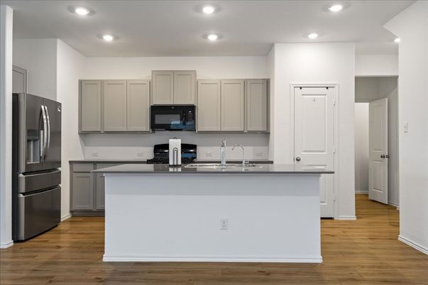 Interior, Kitchen, Recessed Lighting, Wood Texture Flooring