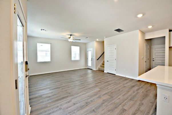 Empty room, Interior, Recessed Lighting, Wood Texture Flooring