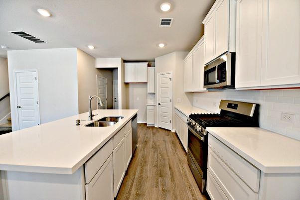 Interior, Kitchen, Recessed Lighting, Wood Texture Flooring