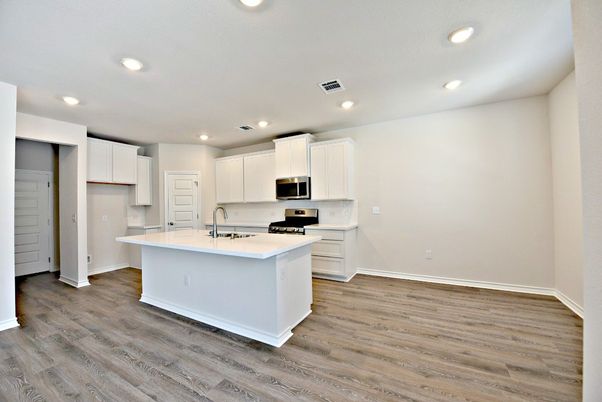 Interior, Kitchen, Recessed Lighting, Wood Texture Flooring
