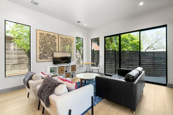 Interior, Living room, Recessed Lighting, Wood Texture Flooring