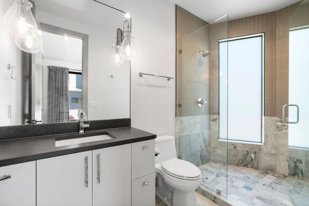 Bathroom, Glass Shower, Interior, Marble Walls