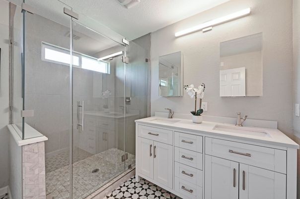 Bathroom, Dual Sink Vanities, Glass Shower, Interior