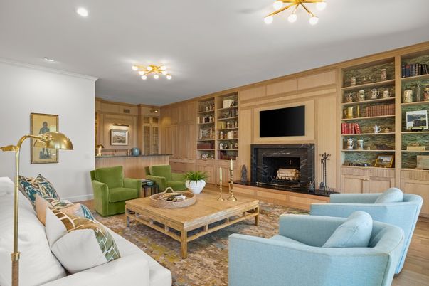 Fireplace, Interior, Living room, Recessed Lighting, Wood Texture Flooring, Wooden Walls