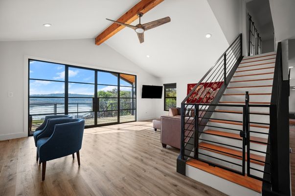 Interior, Recessed Lighting, Water, Wooden Beams, Wood Texture Flooring
