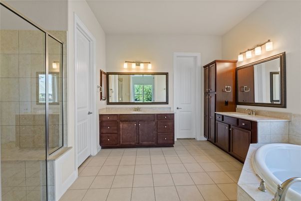 Bathroom, Dual Sink Vanities, Glass Shower, Interior