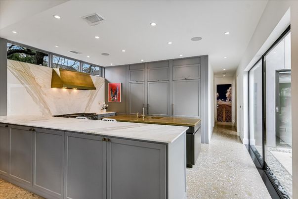 Interior, Kitchen, Marble Walls, Recessed Lighting