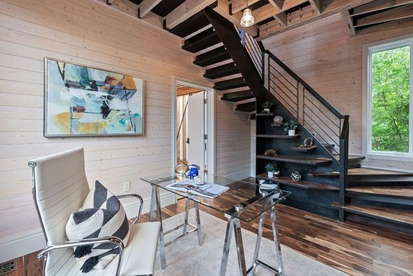 Home Office, Interior, Wooden Beams, Wood Texture Flooring, Wooden Walls