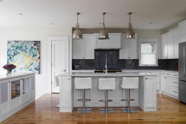 Interior, Kitchen, Pendant Lights, Recessed Lighting, Wood Texture Flooring