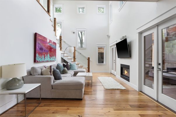 Fireplace, Interior, Living room, Wood Texture Flooring