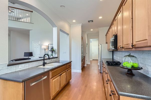 Interior, Kitchen, Recessed Lighting, Wood Texture Flooring