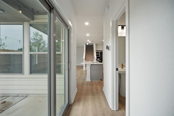 Interior, Kitchen, Recessed Lighting, Wood Texture Flooring