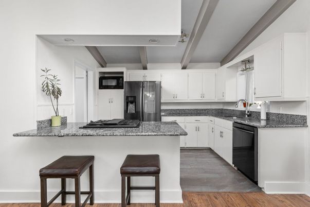 Interior, Kitchen, Stainless Steel Appliances, Wood Texture Flooring