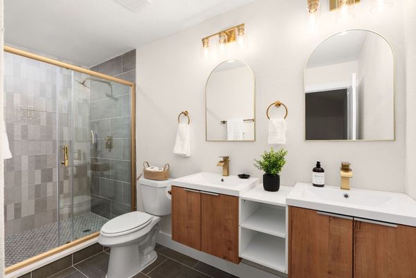 Bathroom, Dual Sink Vanities, Glass Shower, Interior