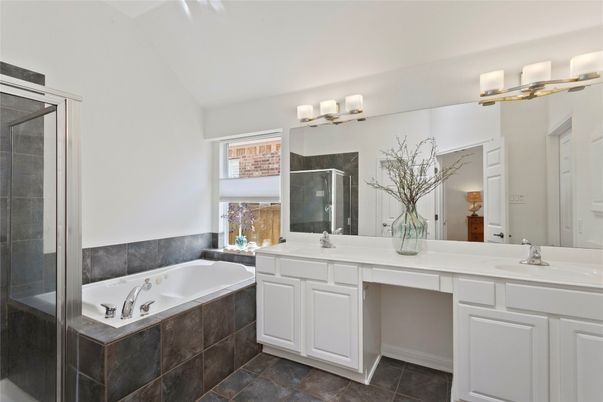 Bathroom, Dual Sink Vanities, Glass Shower, Interior