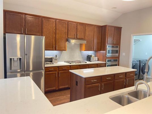 Interior, Kitchen, Stainless Steel Appliances, Wood Texture Flooring