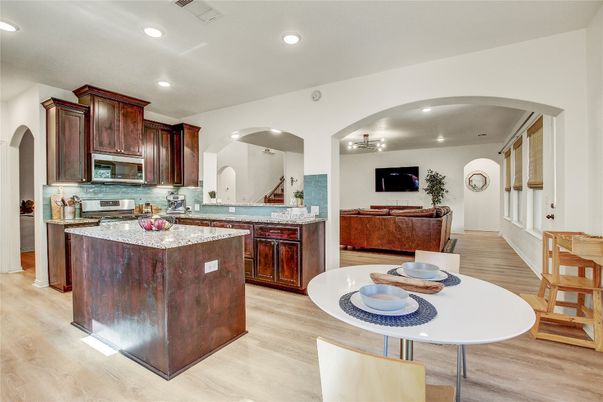 Interior, Kitchen, Recessed Lighting, Wood Texture Flooring