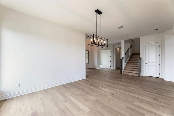 Empty room, Interior, Pendant Lights, Wood Texture Flooring