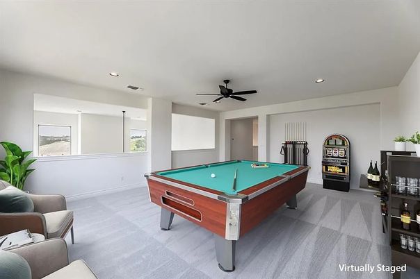 Billiard Table, Game Room, Interior, Recessed Lighting