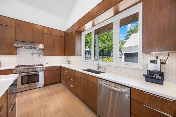 Interior, Kitchen, Stainless Steel Appliances, Wood Texture Flooring