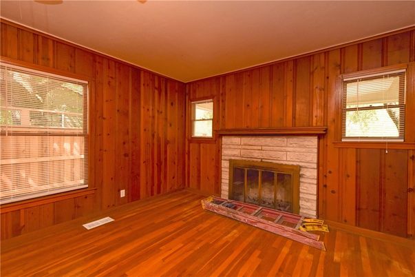 Empty room, Fireplace, Interior, Wood Texture Flooring, Wooden Walls