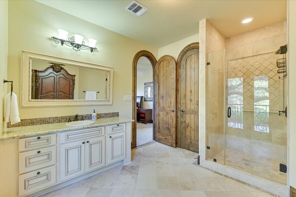 Bathroom, Dual Sink Vanities, Glass Shower, Interior, Recessed Lighting