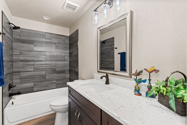 Bathroom, Interior, Recessed Lighting, Wood Texture Flooring