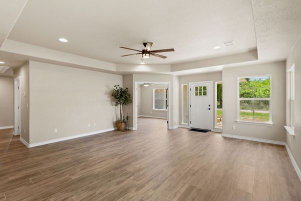 Empty room, Interior, Recessed Lighting, Wood Texture Flooring