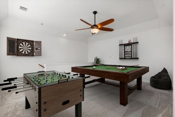 Billiard Table, Game Room, Interior, Recessed Lighting