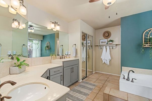 Bathroom, Dual Sink Vanities, Glass Shower, Interior